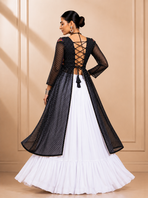 Black Leheriya Print Kurti with Rayon Cotton Lehenga 2