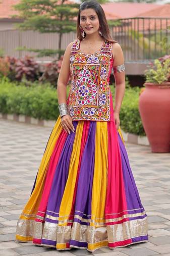 Multi Color Pure Cotton Navratri Lehenga Choli