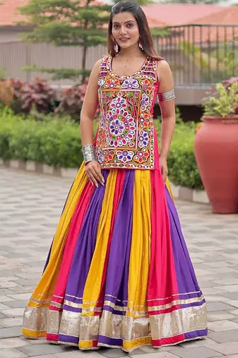 Multi Color Pure Cotton Navratri Lehenga Choli