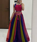 Multicolor Georgette Cotton Navratri Lehenga Choli