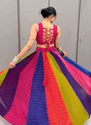Multicolor Georgette Cotton Navratri Lehenga Choli 2