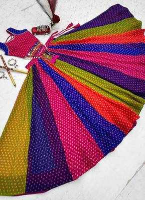 Multicolor Georgette Cotton Navratri Lehenga Choli 3