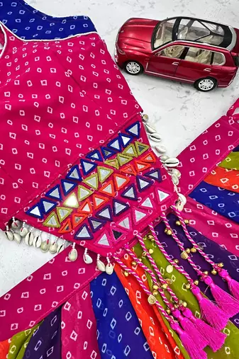 Multicolor Georgette Cotton Navratri Lehenga Choli