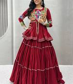 Maroon Pure Cotton Navratri Lehenga Choli