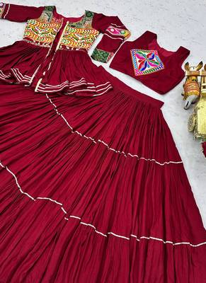 Maroon Pure Cotton Navratri Lehenga Choli 2