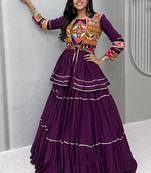 Purple Pure Cotton Navratri Lehenga Choli