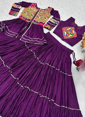 Purple Pure Cotton Navratri Lehenga Choli 2