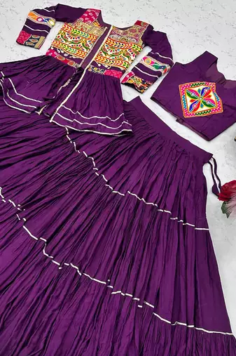 Purple Pure Cotton Navratri Lehenga Choli