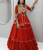 Orange Pure Cotton Navratri Lehenga Choli