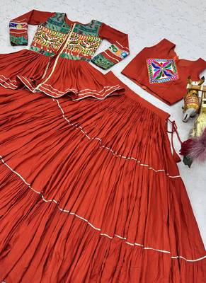 Orange Pure Cotton Navratri Lehenga Choli 2