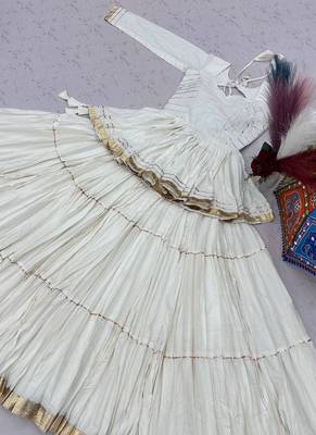 White Pure Cotton Navratri Lehenga Choli 2