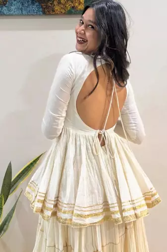 White Pure Cotton Navratri Lehenga Choli