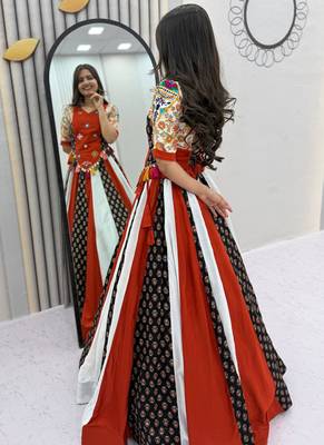 Orange Pure Cotton Navratri Lehenga Choli 2