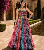 Free Size Multicolor Shibori Prints Lehenga With Fancy Top