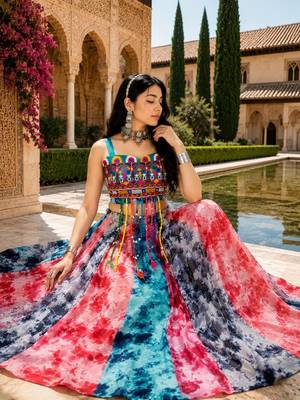 Free Size Multicolor Shibori Prints Lehenga With Fancy Top 3
