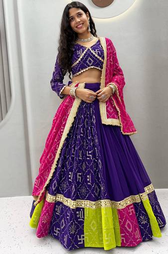 Blue Georgette Lehenga Choli