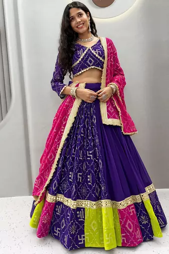 Blue Georgette Lehenga Choli