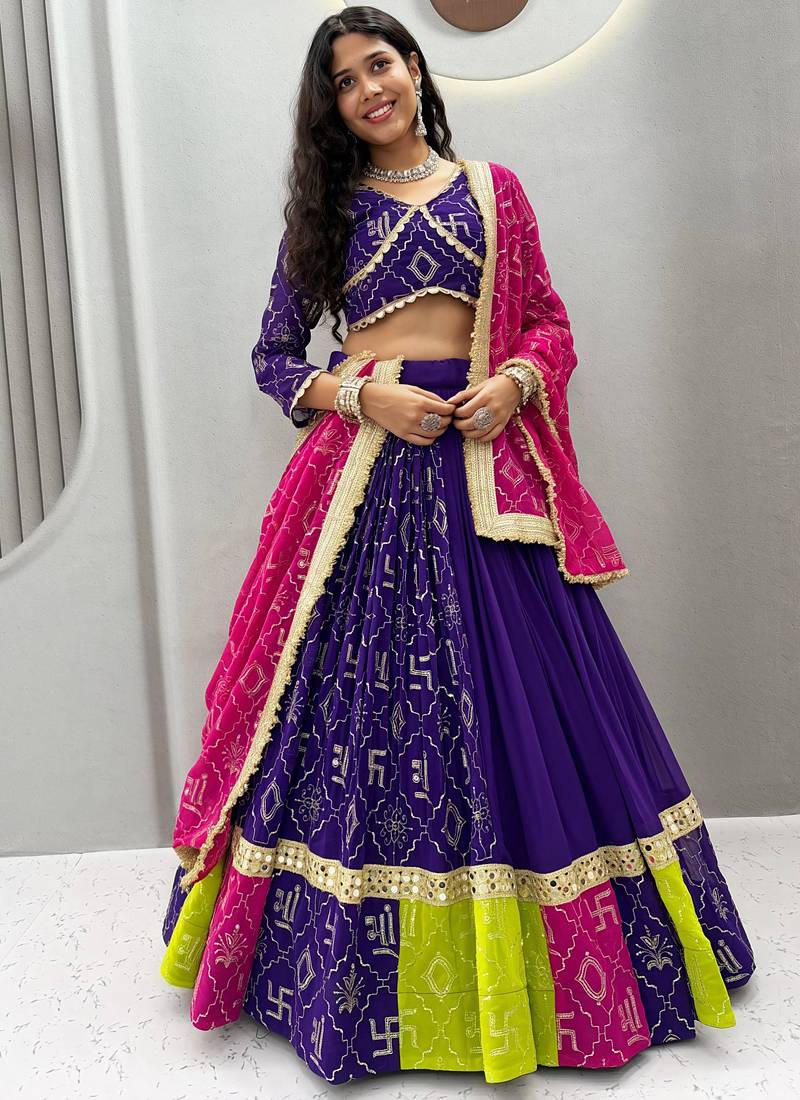 Blue Georgette Lehenga Choli