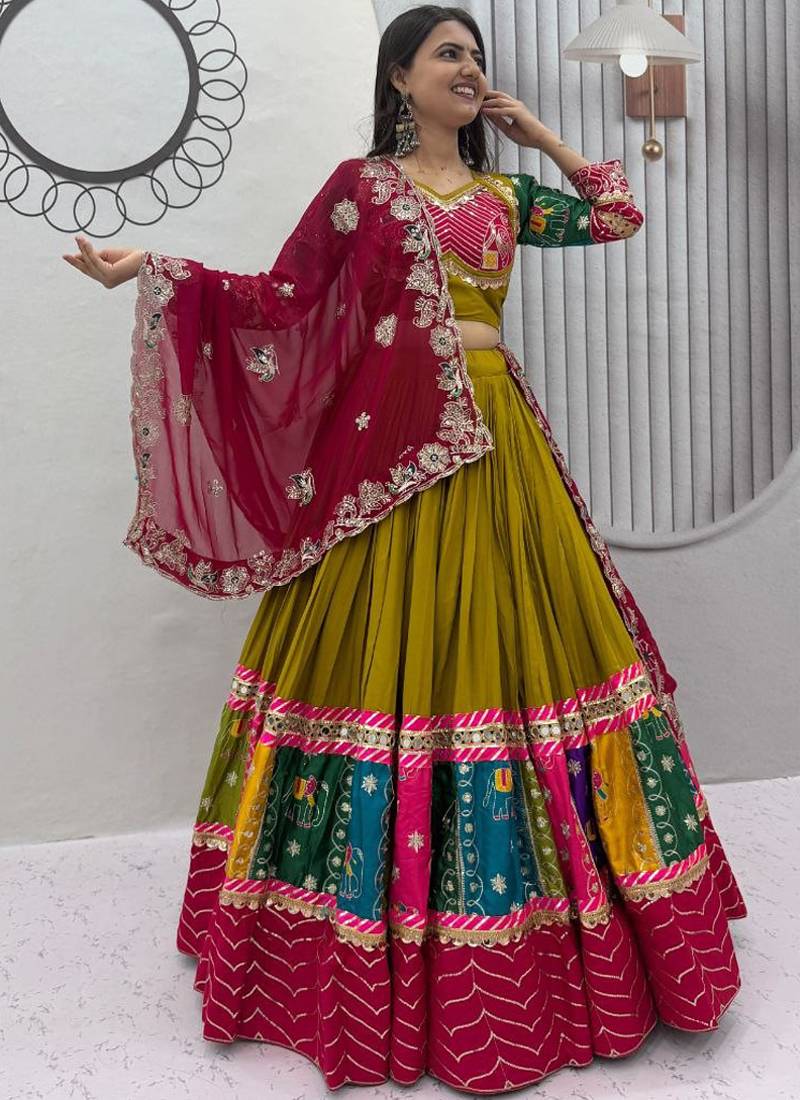 Mustard Pure Cotton Navratri Lehenga Choli