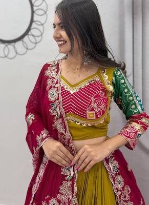 Mustard Pure Cotton Navratri Lehenga Choli 2