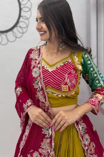 Mustard Pure Cotton Navratri Lehenga Choli
