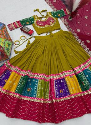 Mustard Pure Cotton Navratri Lehenga Choli 3