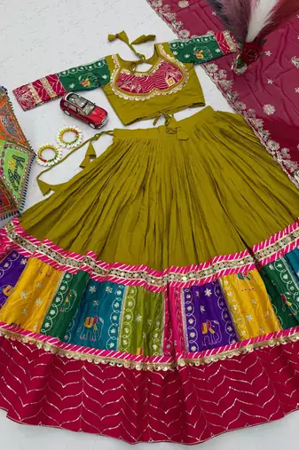 Mustard Pure Cotton Navratri Lehenga Choli