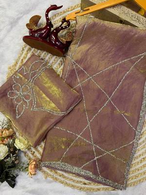 New Space Silk Jarkhan Diamond work Wedding Wear Saree With Blouse Set For Women's 3