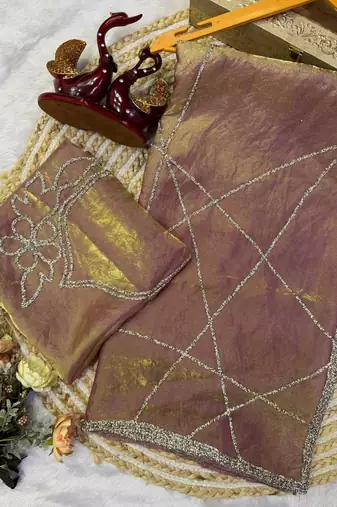 New Space Silk Jarkhan Diamond work Wedding Wear Saree With Blouse Set For Women's