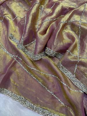 New Space Silk Jarkhan Diamond work Wedding Wear Saree With Blouse Set For Women's 5