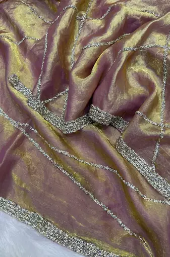 New Space Silk Jarkhan Diamond work Wedding Wear Saree With Blouse Set For Women's