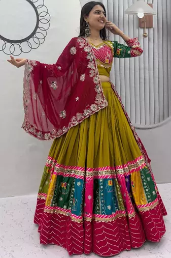 Mustard Pure Cotton Navratri Lehenga Choli