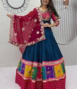 Teal Pure Cotton Navratri Lehenga Choli