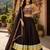 Deep Brown Flared Navratri Lehenga Choli with Metallic Zari Borders - free size