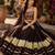 Deep Brown Flared Navratri Lehenga Choli with Metallic Zari Borders - free size