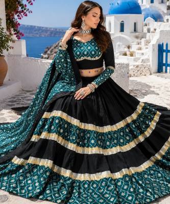 Pure Rayon Cotton Lehenga Blouse With Sequence Work Dupatta 2