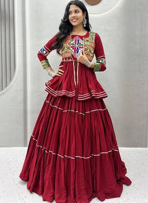 Maroon Pure Cotton Navratri Lehenga Choli 3