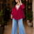 Rani pink garba glam mirror work cape top
