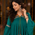 Teal green garba glam mirror work cape top