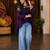 Purple garba glam mirror work cape top