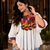 White garba glam mirror work cape top