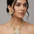 Gold-plated white enamel kundan pearl long haar thewa necklace and earrings jewellery set