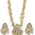 Gold-plated white enamel kundan pearl long haar thewa necklace and earrings jewellery set