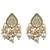 Gold-plated white enamel kundan pearl long haar thewa necklace and earrings jewellery set