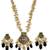 Gold-toned black beaded long necklace set with enamel thewa pendant and earrings