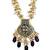 Gold-toned black beaded long necklace set with enamel thewa pendant and earrings