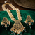Gold-toned green pearl beaded thewa jewellery set with earrings