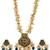 Gold-toned green pearl beaded thewa jewellery set with earrings