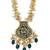 Gold-toned green pearl beaded thewa jewellery set with earrings