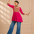 Pink gamthi mirror work rayon kediya top